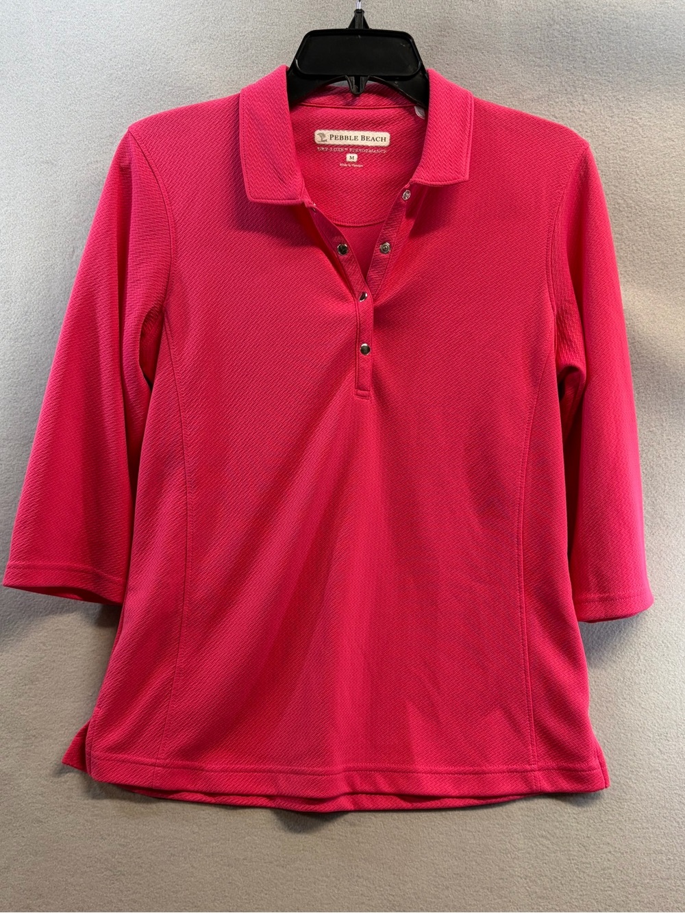 Pebble Beach Hot Pink 3/4 Sleeve Polo Golf Shirt